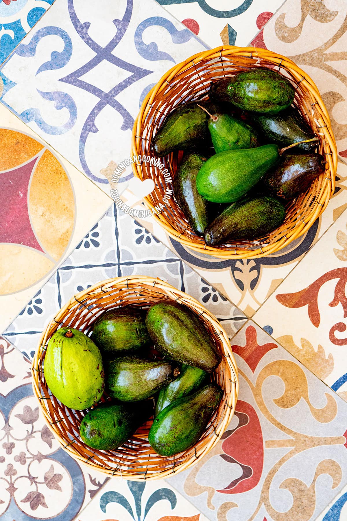 Avocados in baskets.