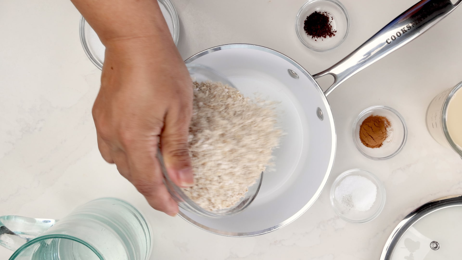 Mixing ingredients.