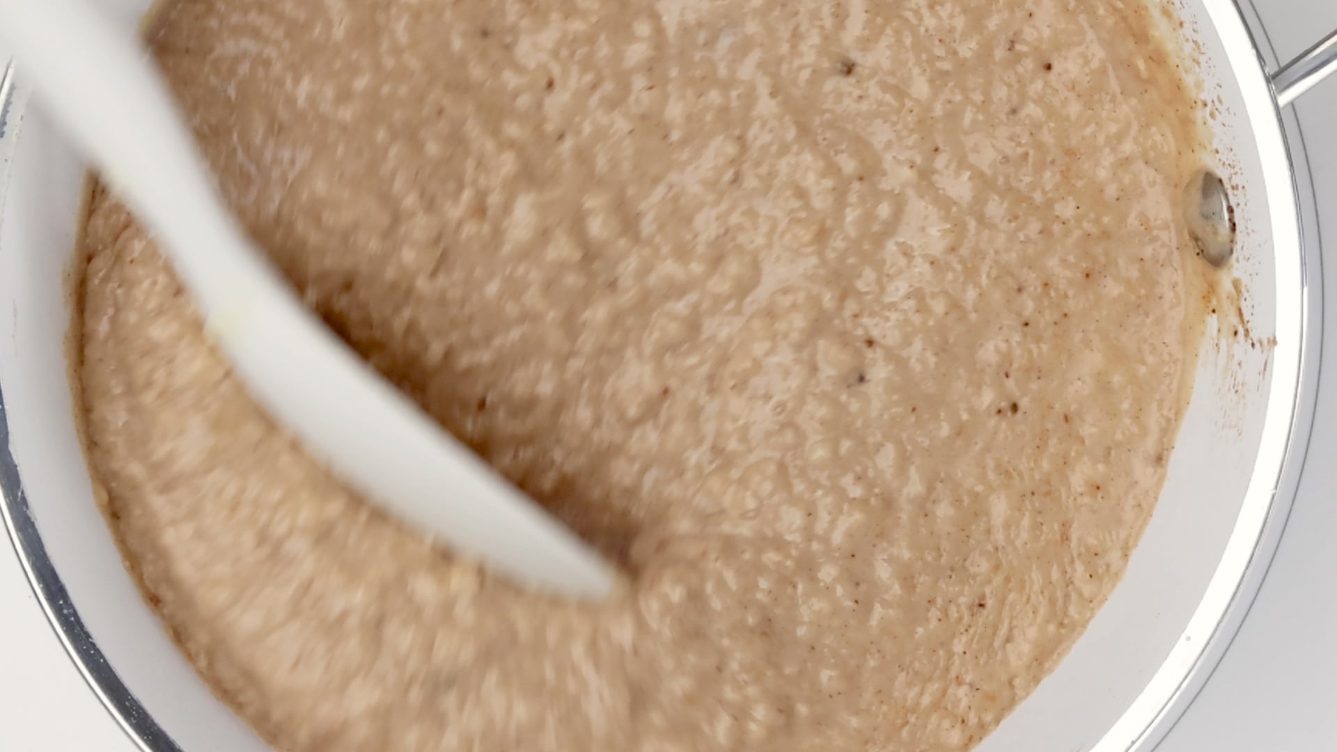 Cooking oatmeal.