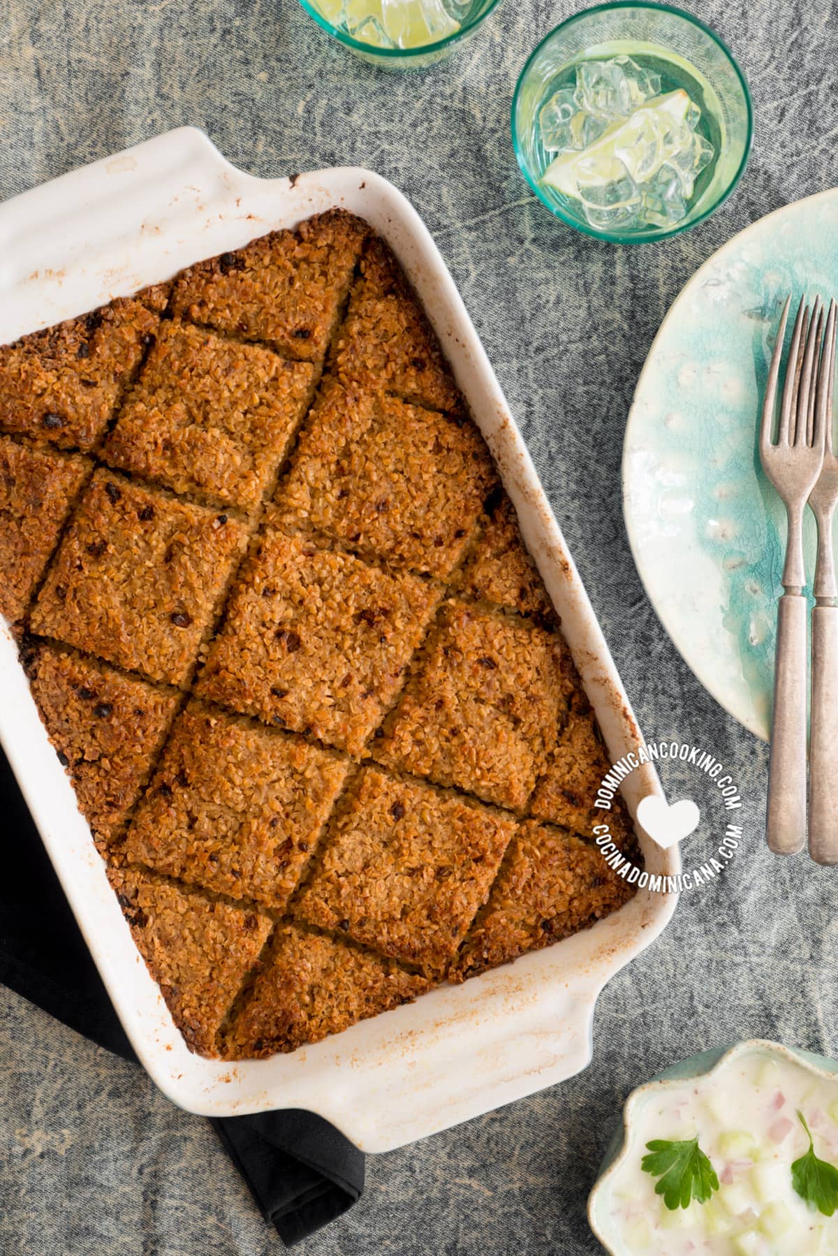 Baked kipe (kibbeh).