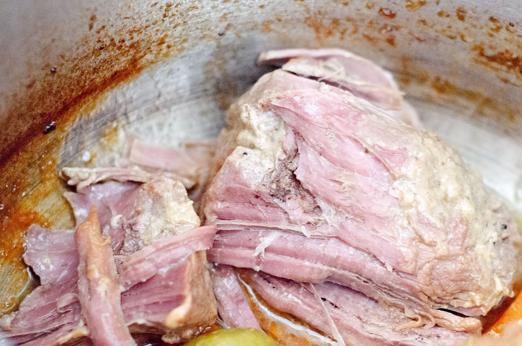 Boiling meat.