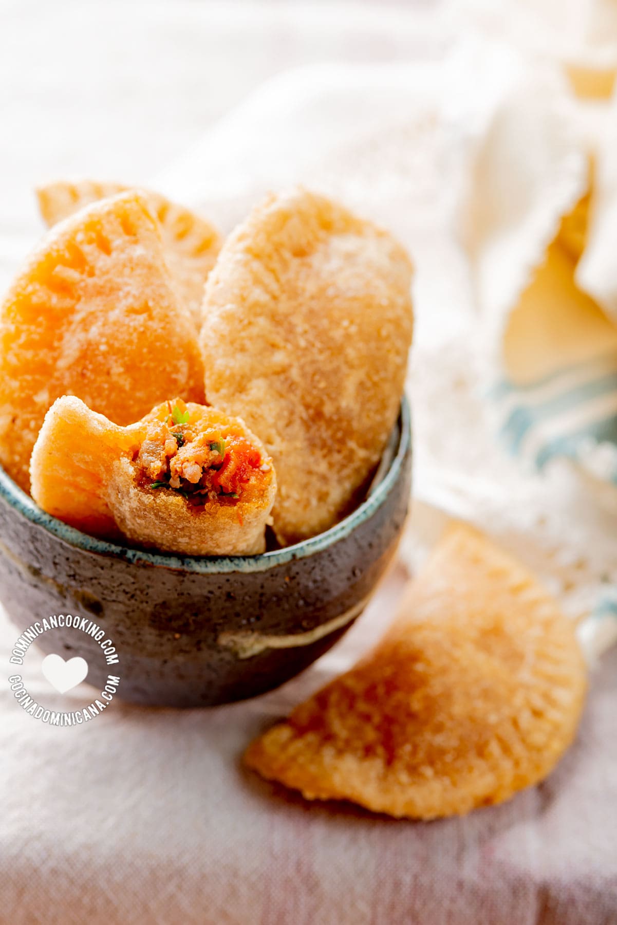 Empanaditas de yuca or catibías filled with beef (tapioca flour empanadas).