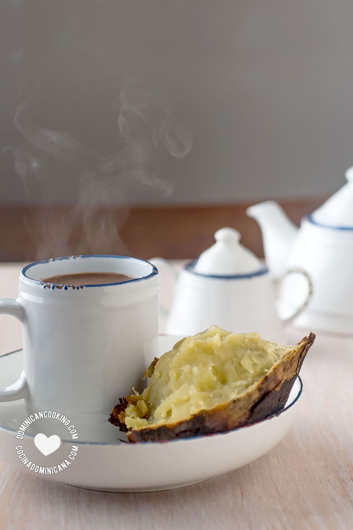 A cup of chocolate espeso (creamy spiced hot cocoa).