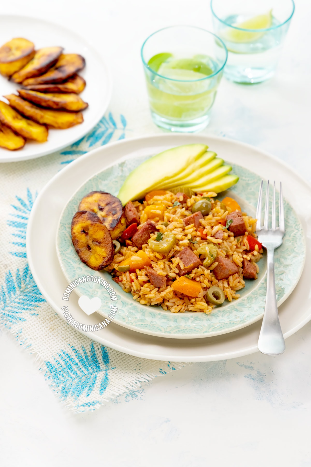 Rice with Dominican salami.
