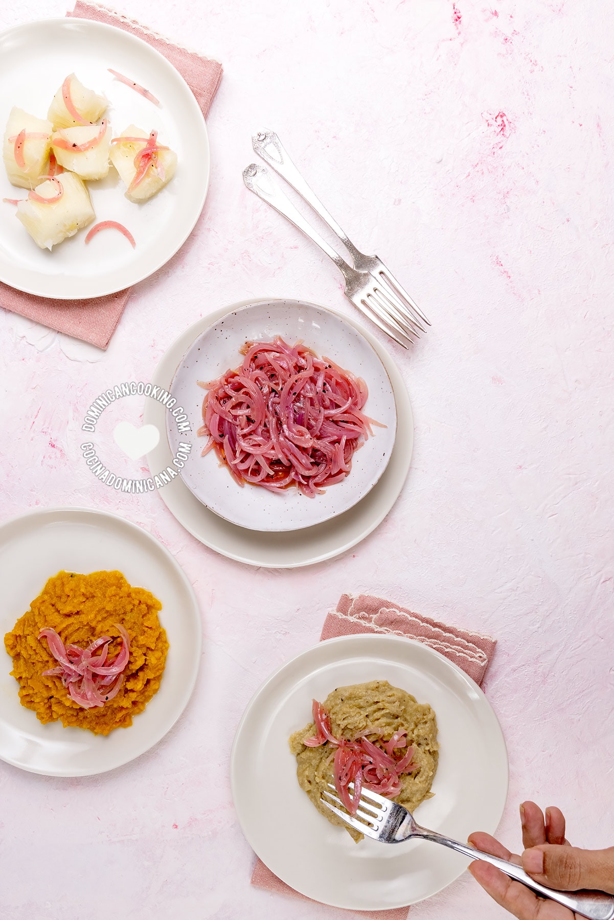 Dominican sauteed red onions with vinegar.