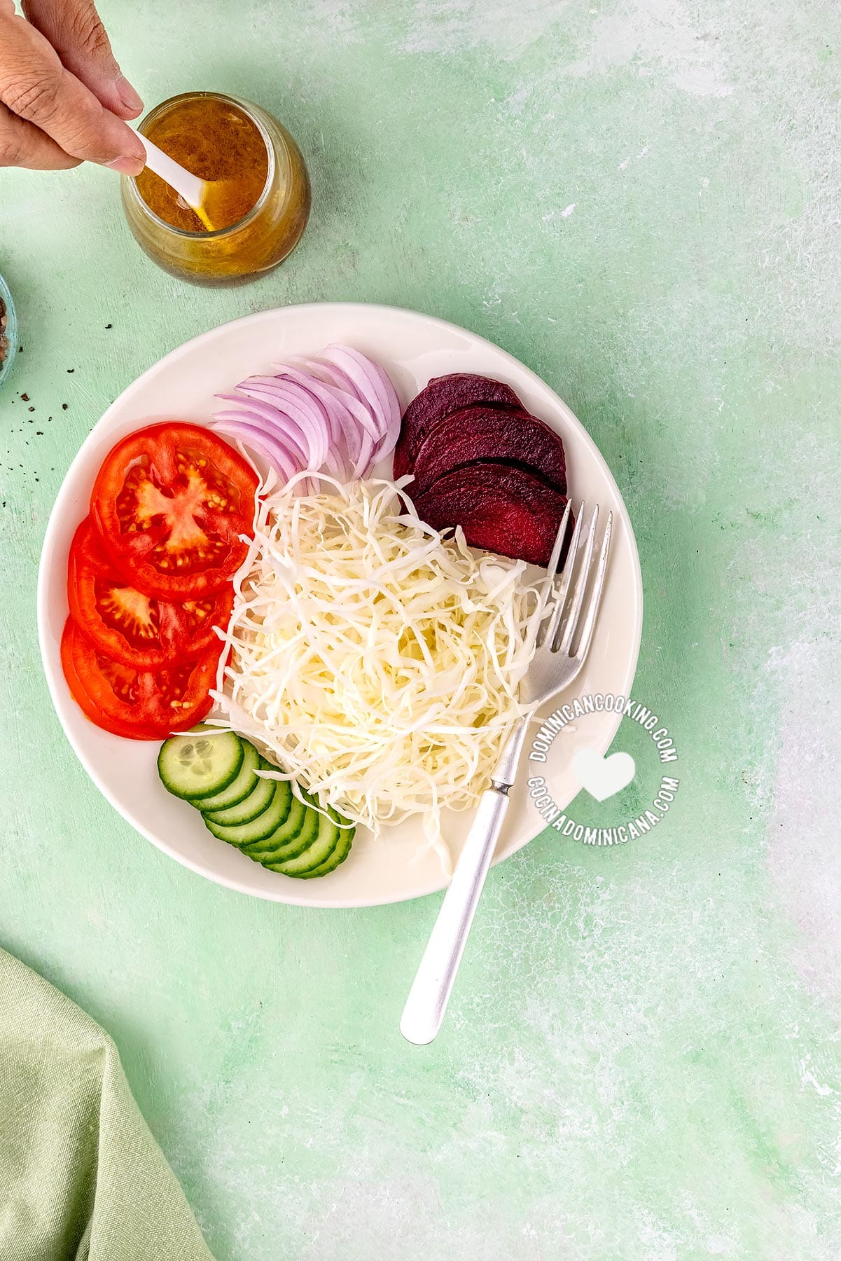 Dominican Cabbage and Beet Salad with Vinagraitte.