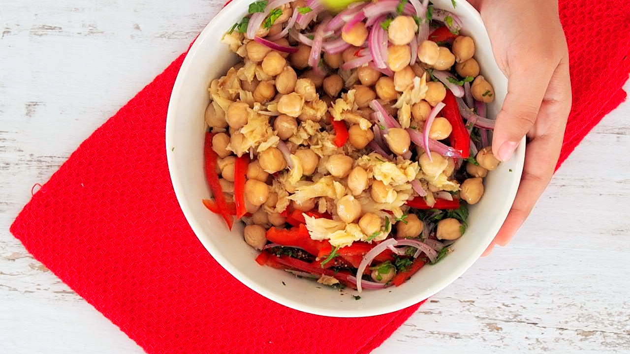 Mixing salad.