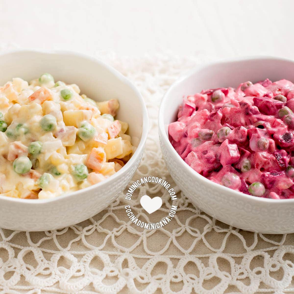 Two bowls of Ensalada Rusa (