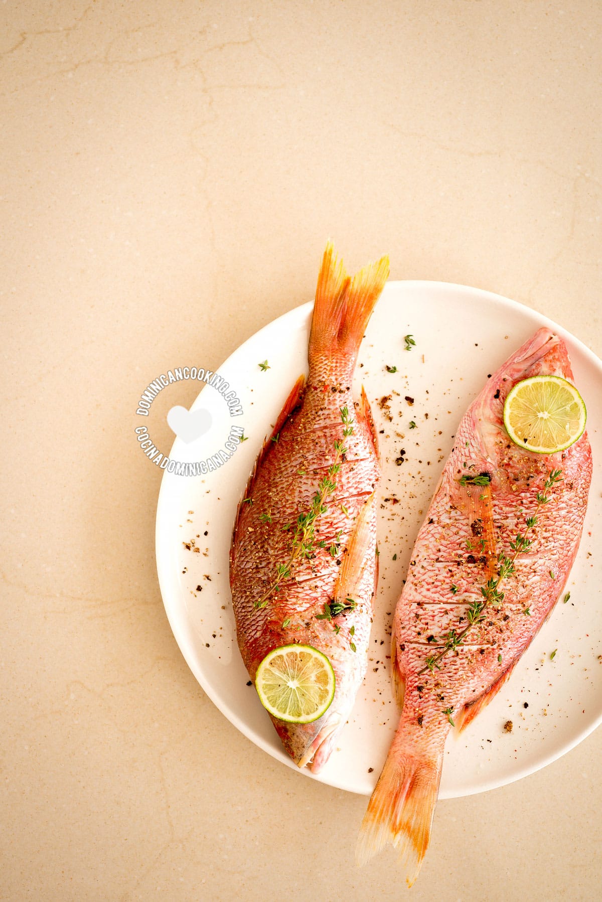 Two fish on plate.