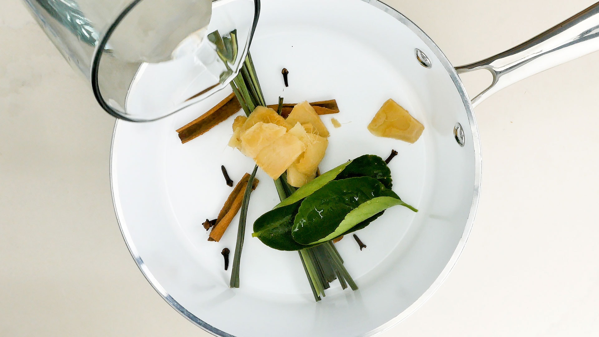 Mixing ingredients.