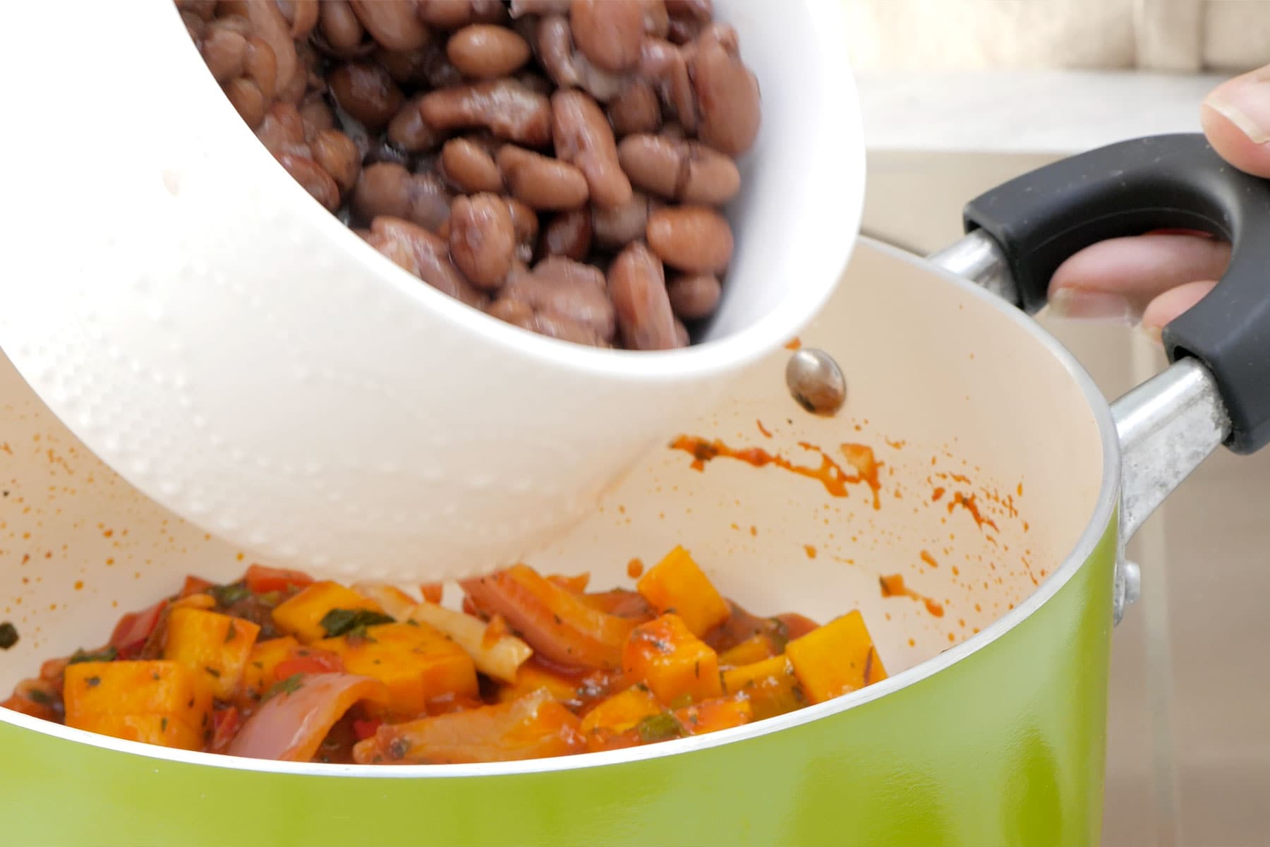 Adding the beans