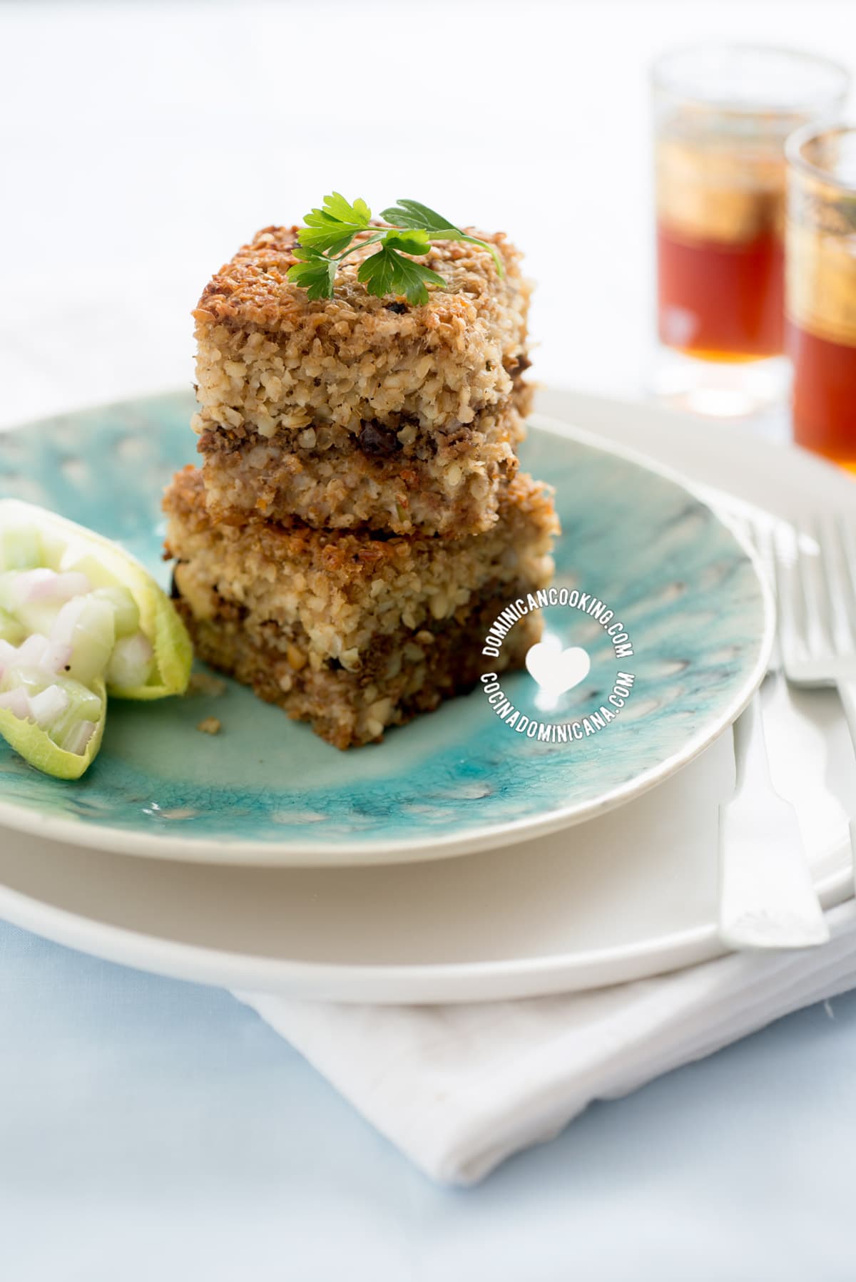 Baked kipe (kibbeh).
