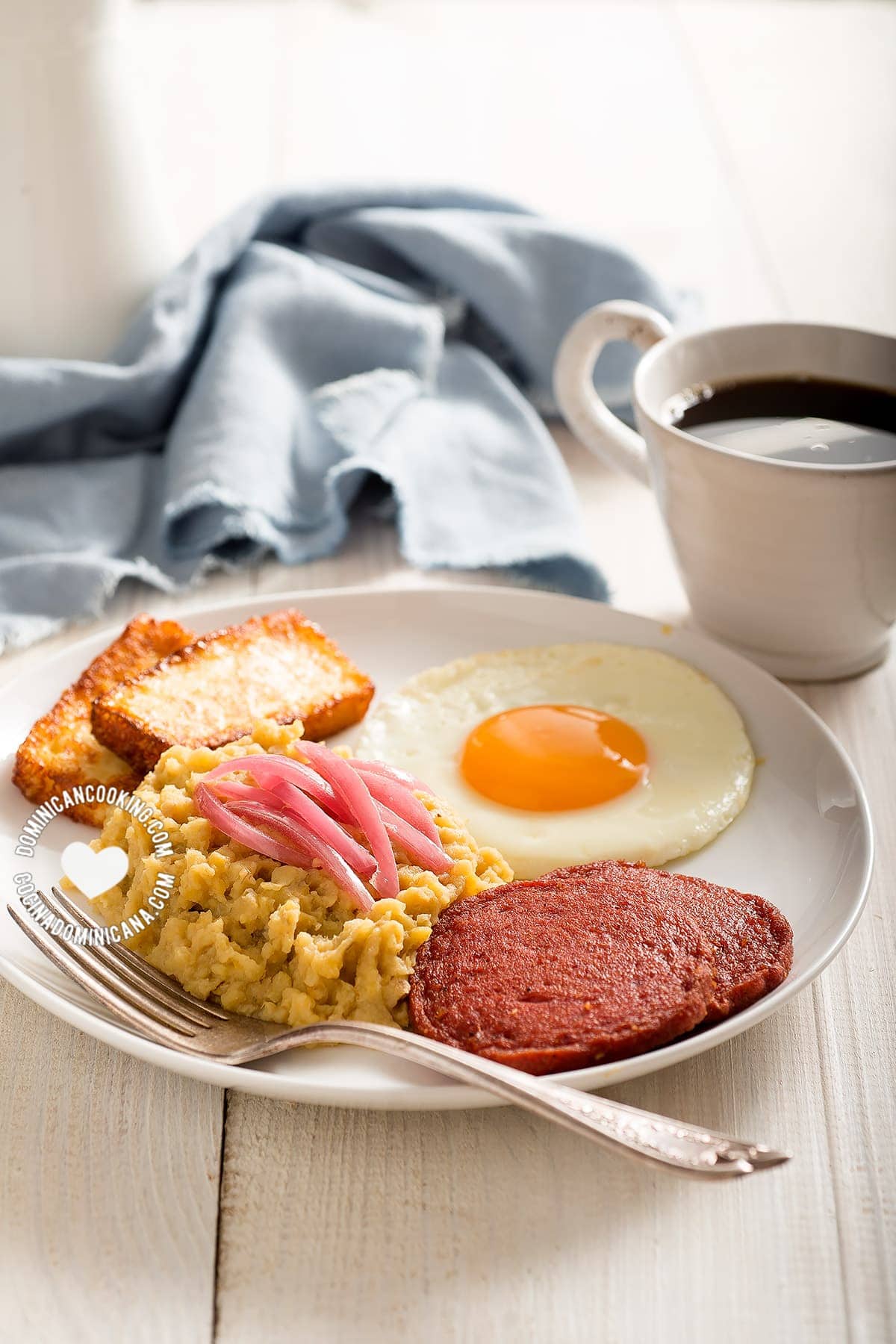 Traditional Dominican breakfast dish.