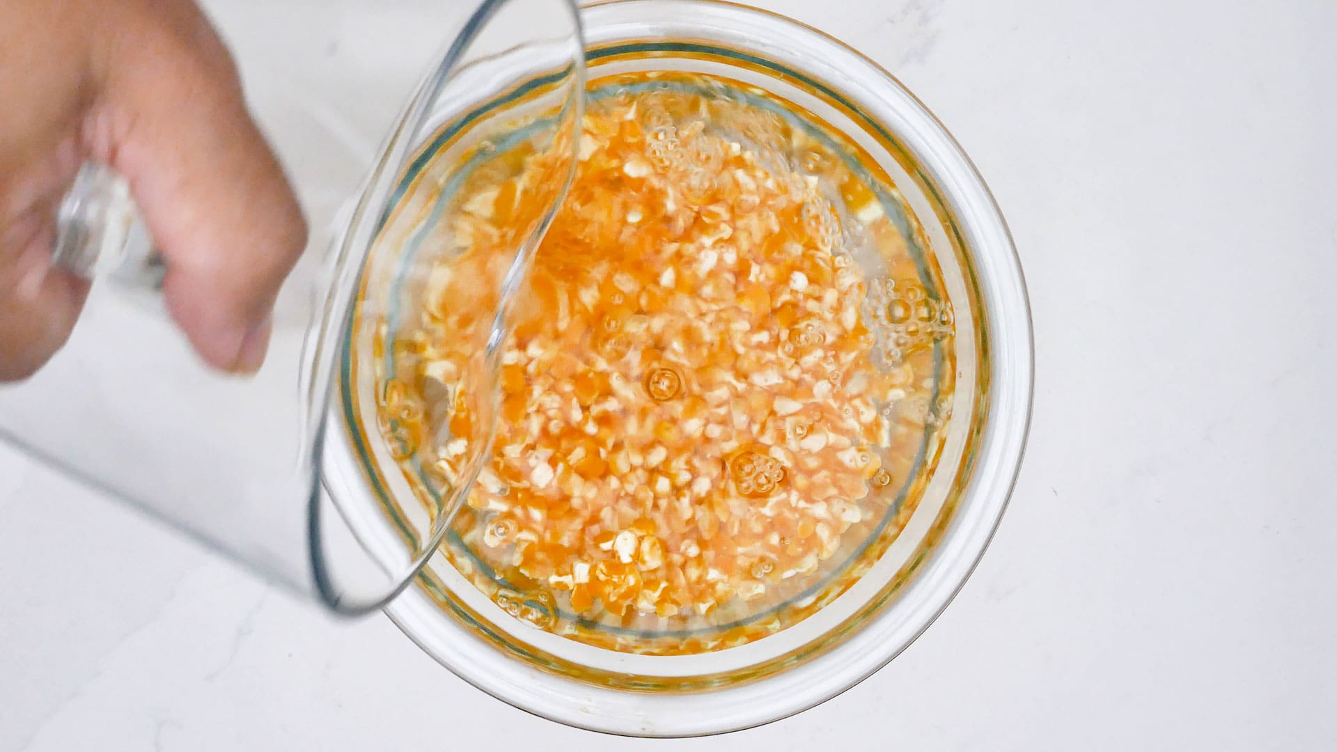 Soaking corn.