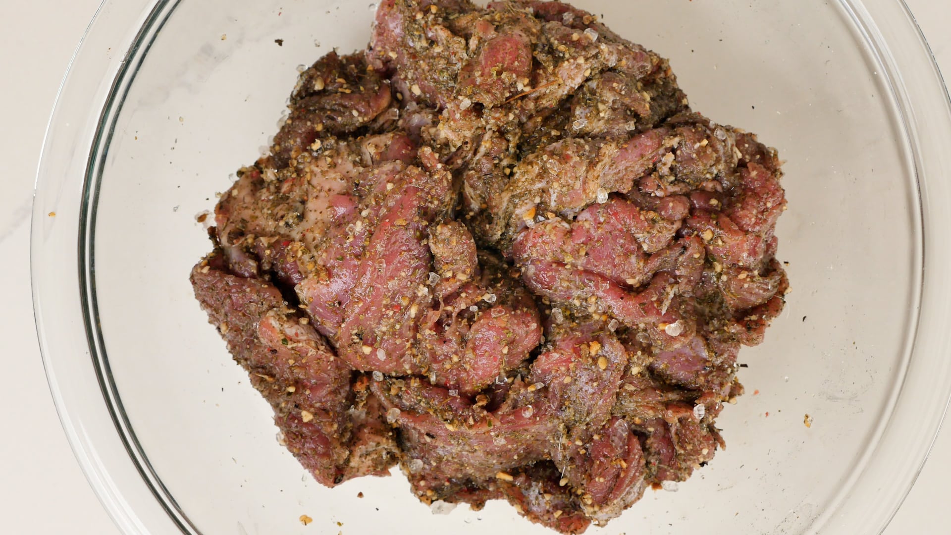 Seasoned meat.