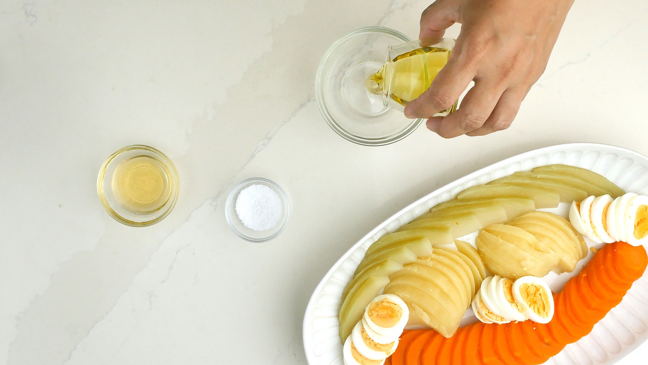Mixing vinaigrette.
