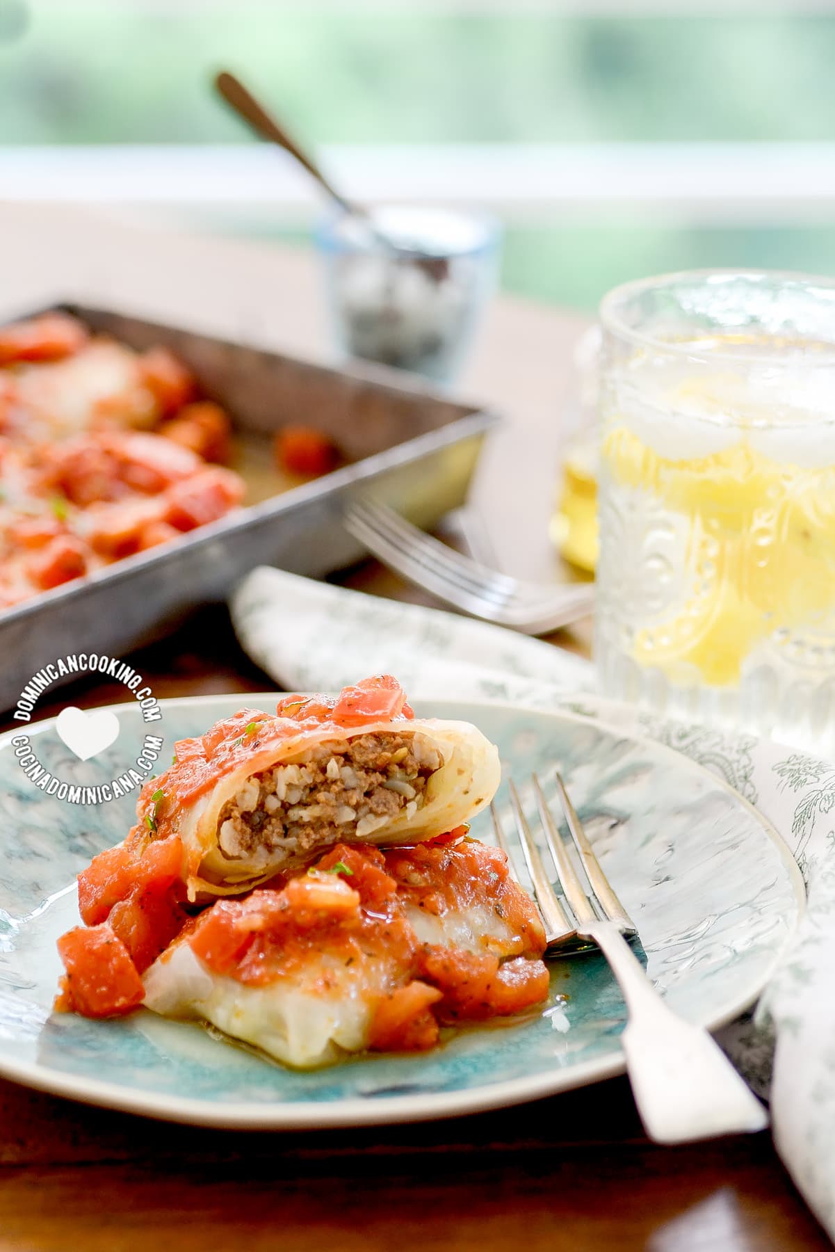 Dominican ni&ntilde;o envuelto (rice and beef cabbage rolls).