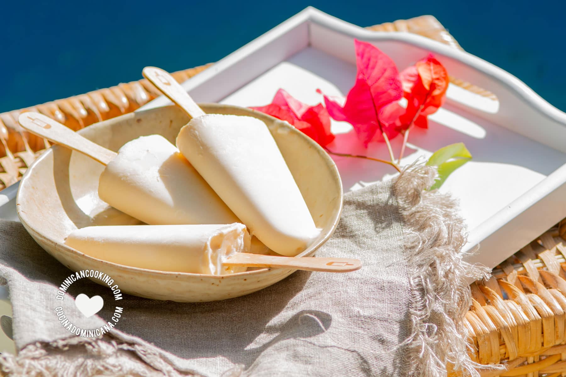 Paletas de coco (coconut popsicles).