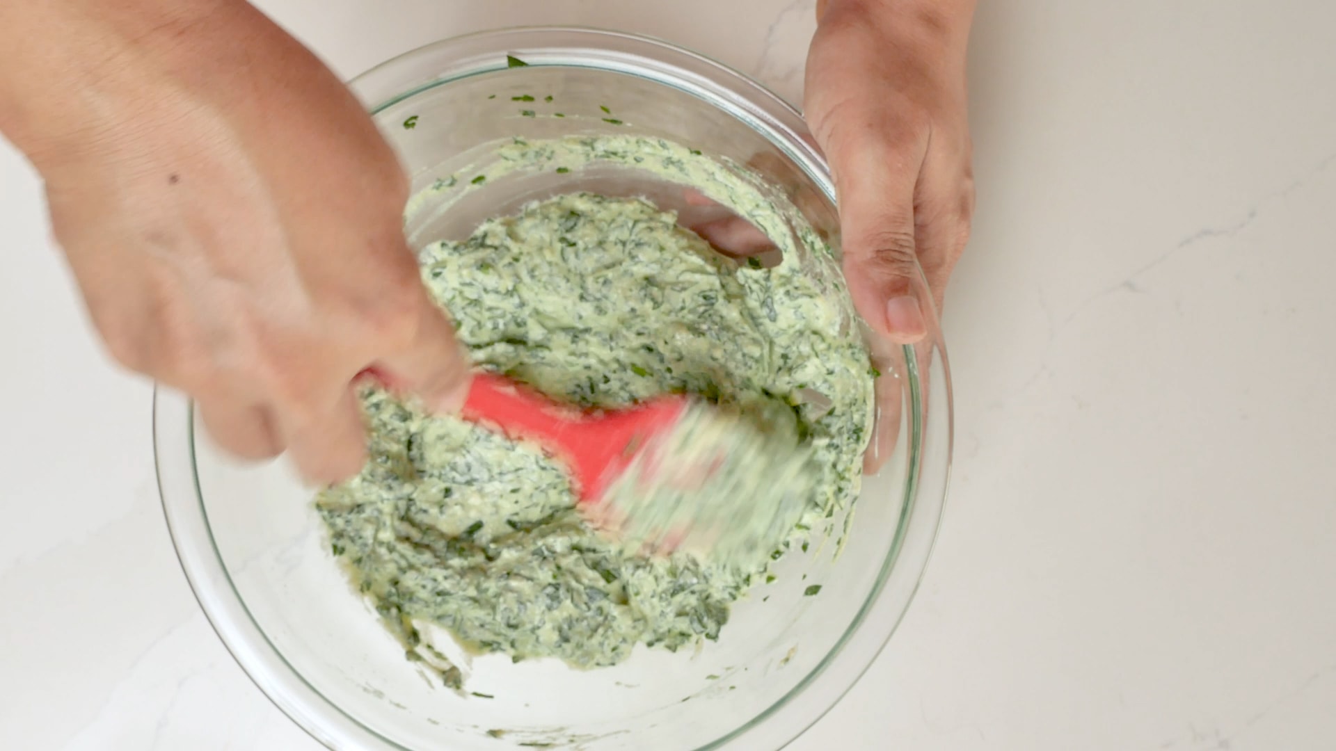Mixing the filling.