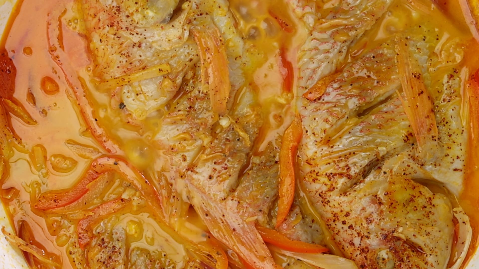 Simmering sauce.
