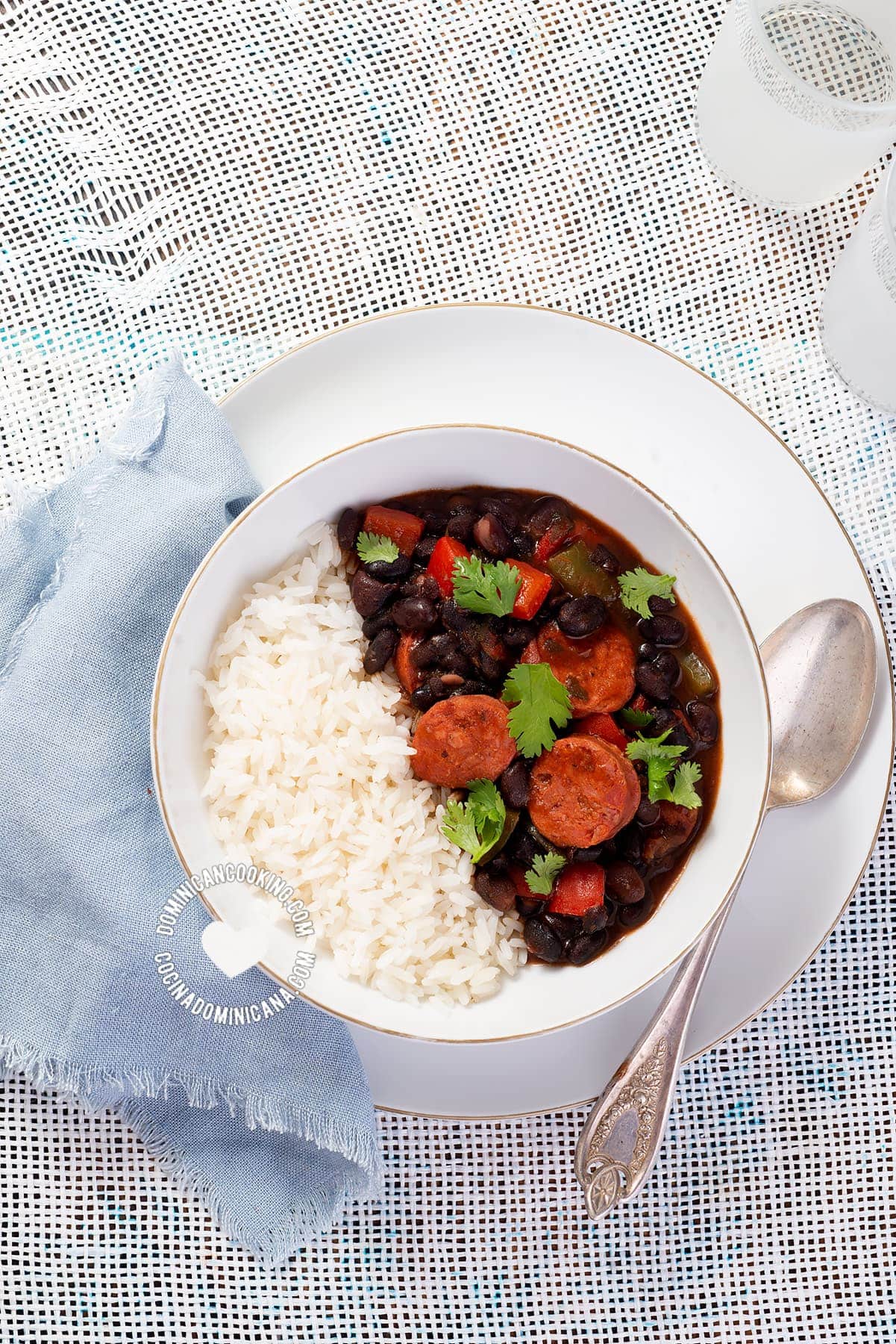 Stewed black beans (habichuelas negras).