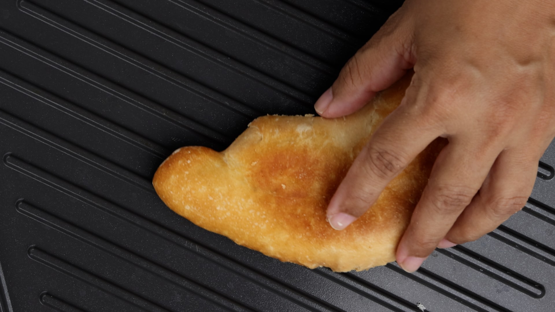 Toasting bread.