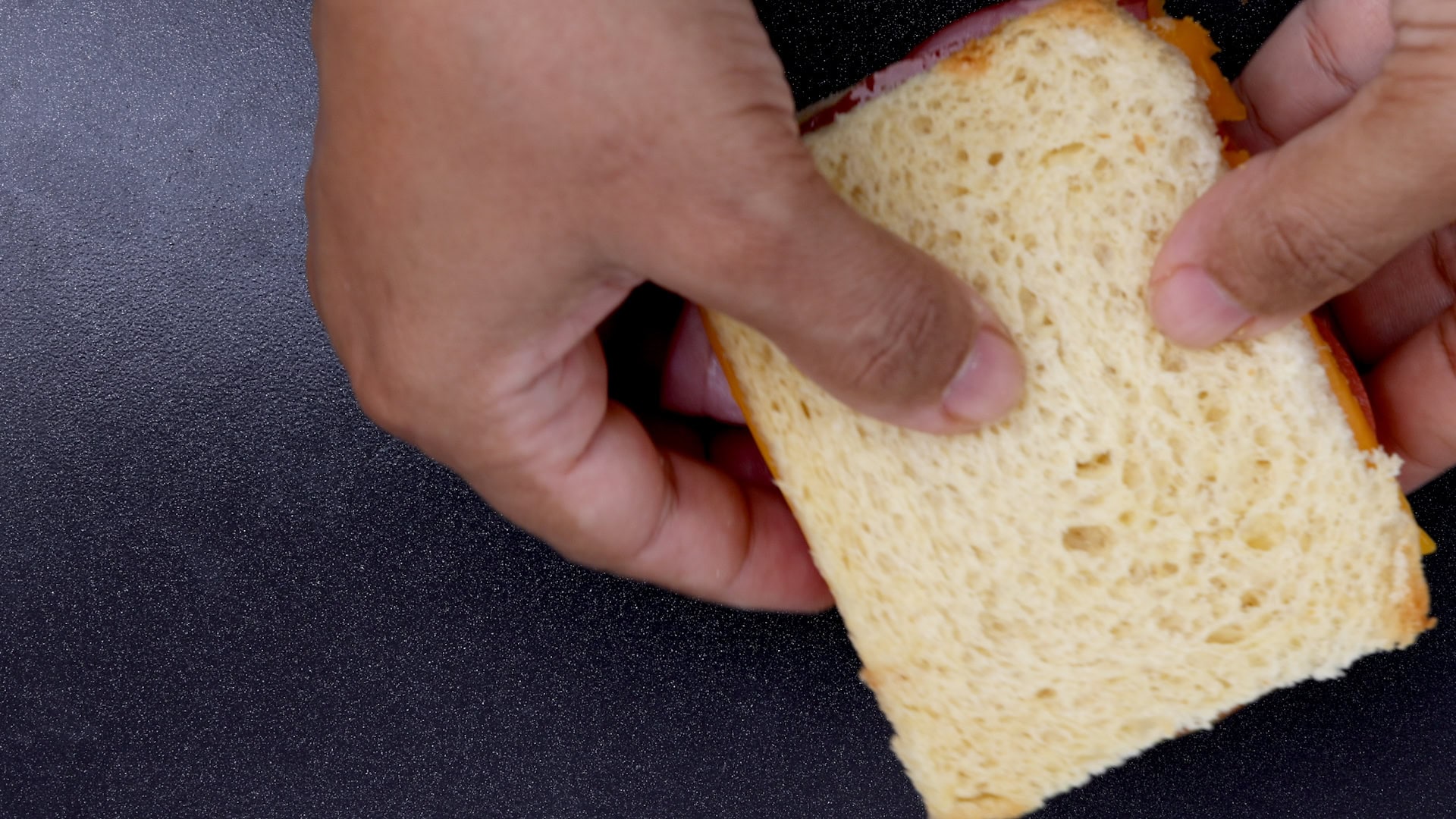 Toasting sandwich.