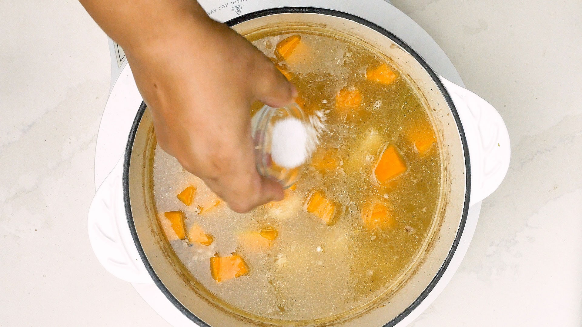 Adding salt.