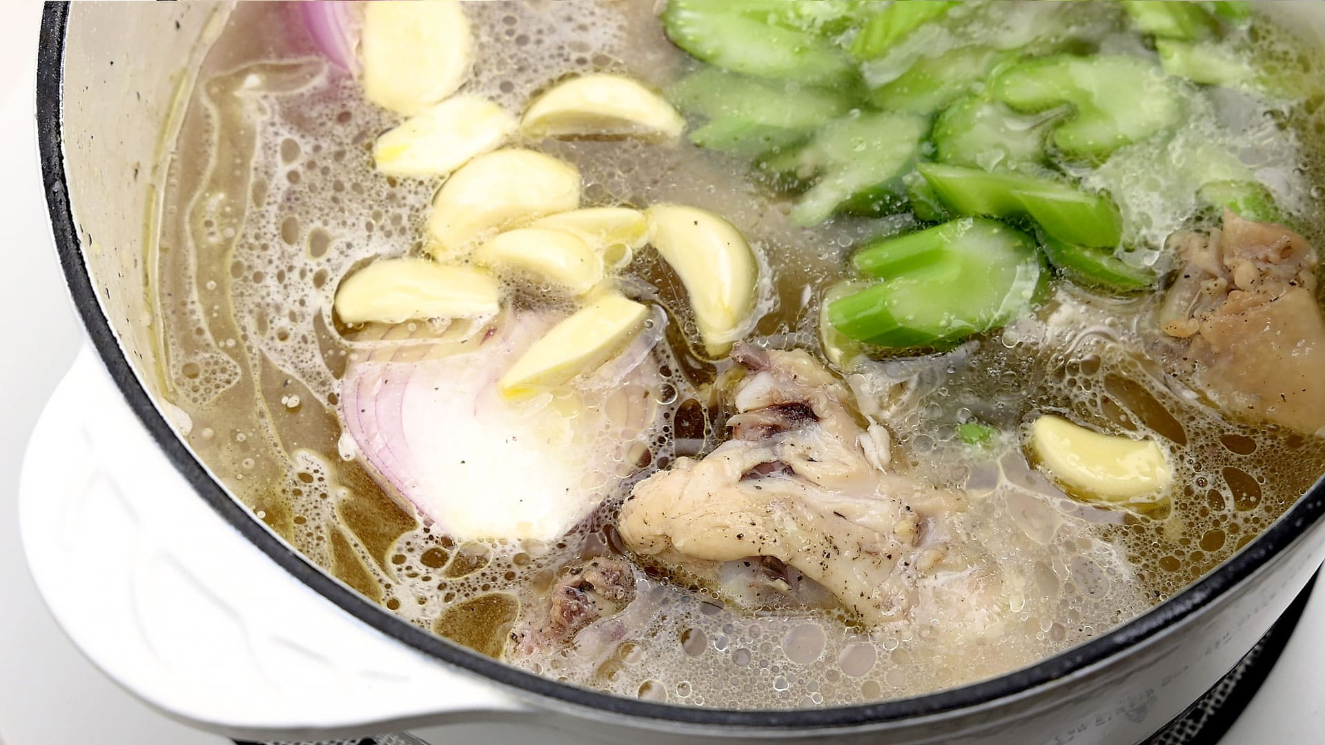 Making broth.