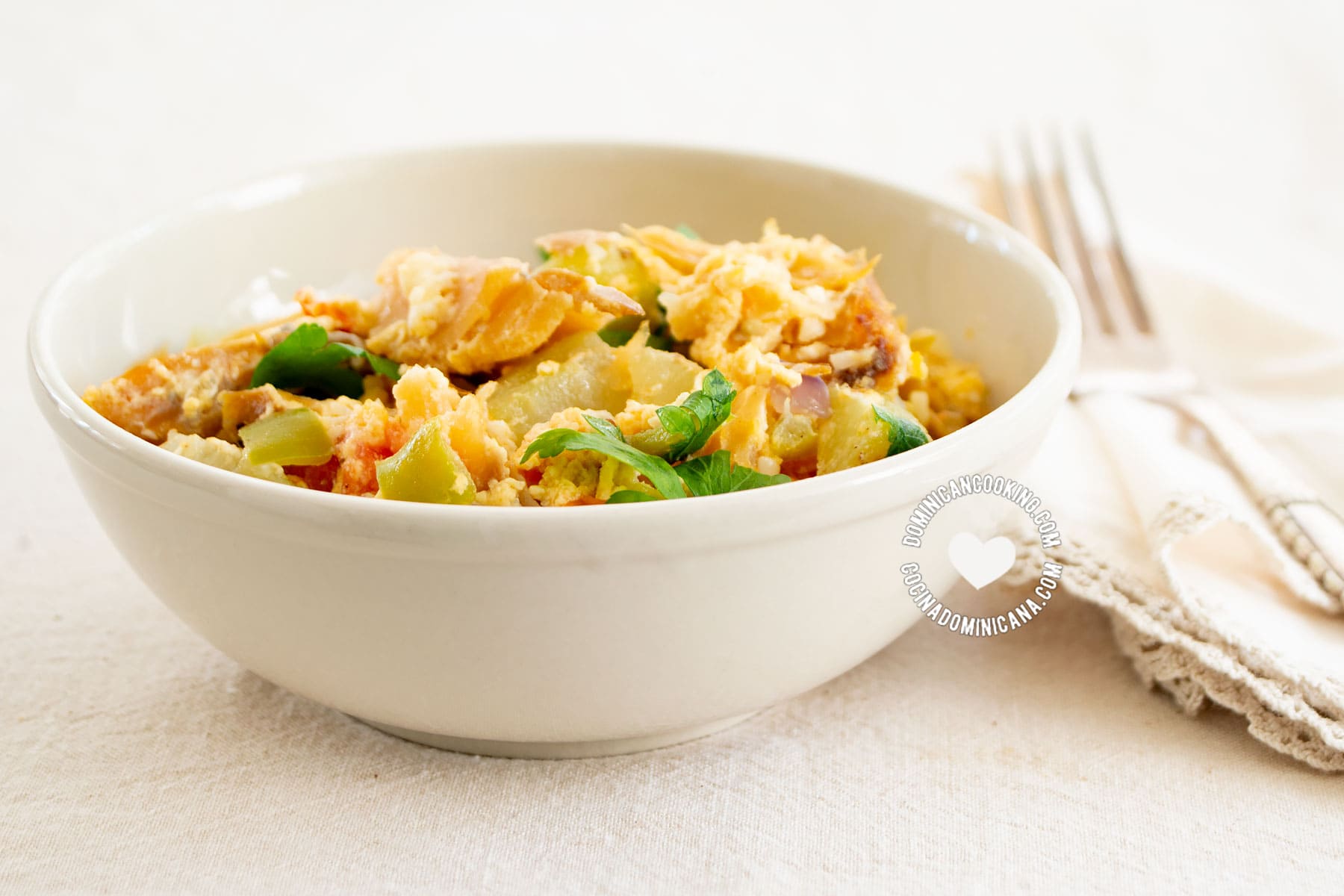 Bacalao con huevo.