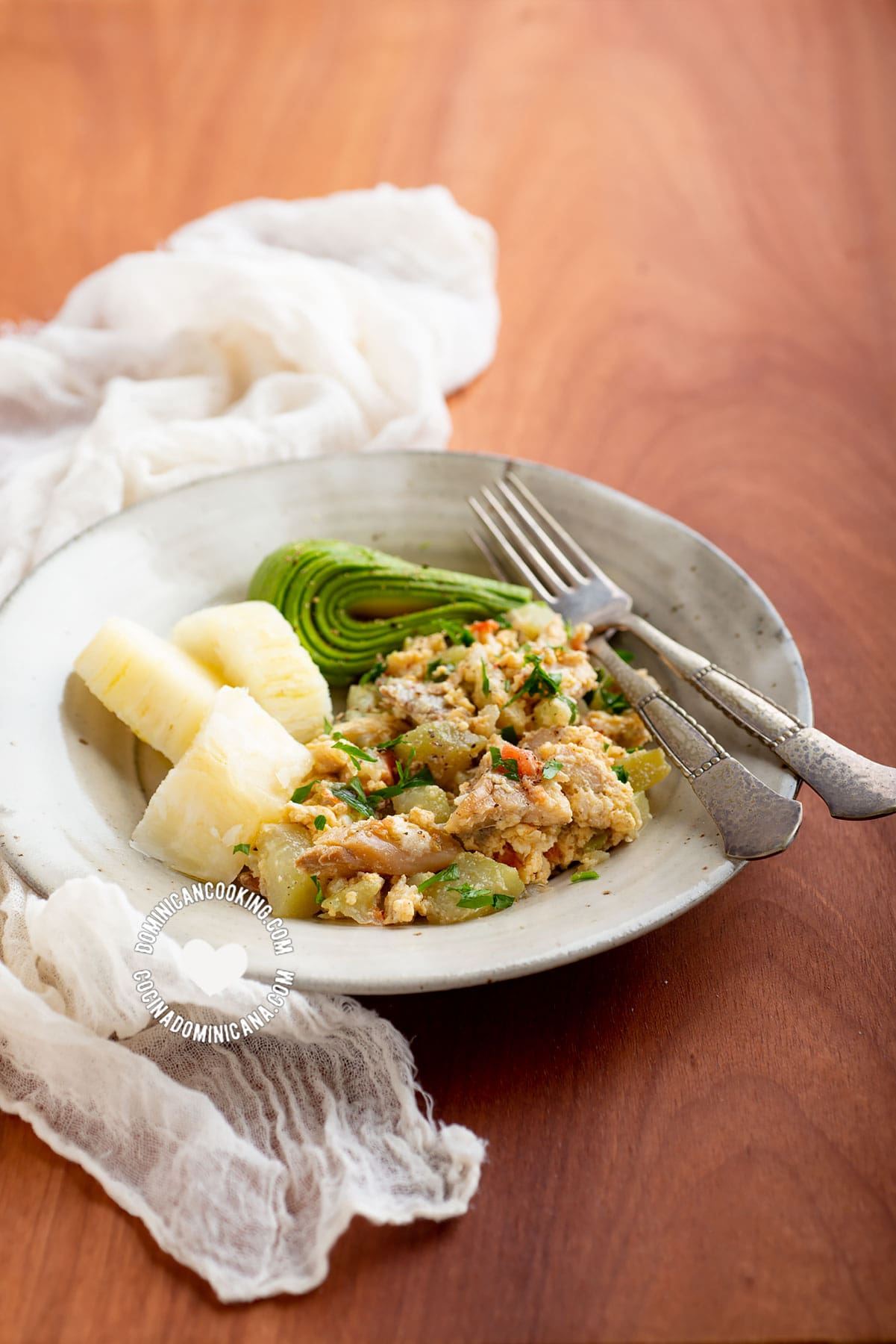 Codfish with egg.