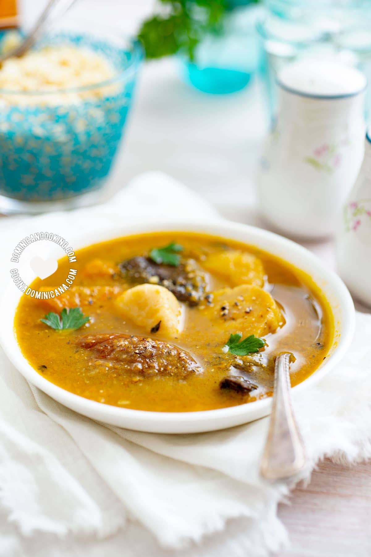 Bowl of vegan "Sancocho" (root stew).