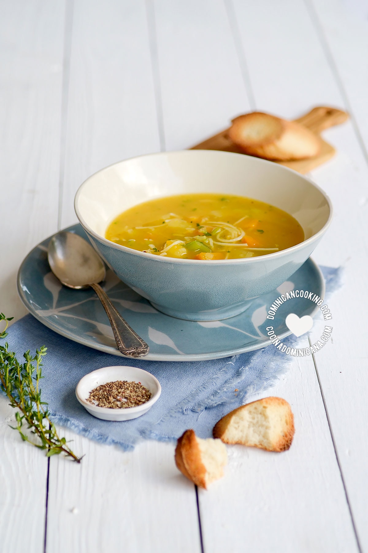 Bowl of sopa boba (vegetable soup).